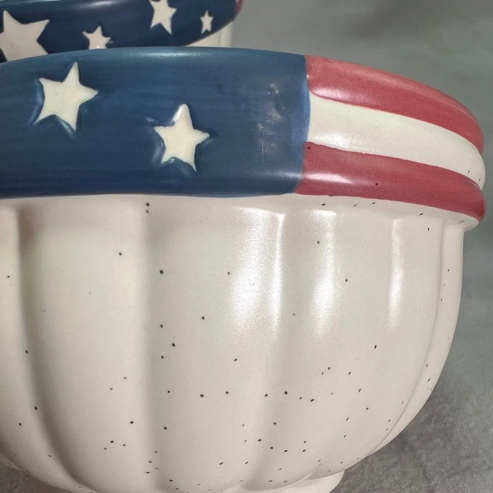 Vintage Y2K Tender Heart Treasures Nesting Bowls 2001 Americana Set of 3